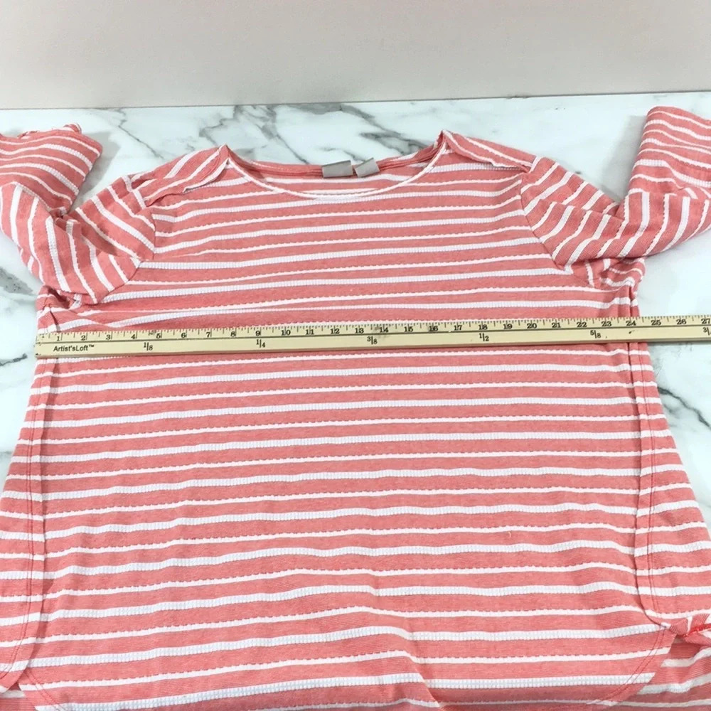 Zenergy Chico's Textured Envelope-Hem Tunic Top Womens‎ 4 XXL Red White Stripe - Picture 8 of 12